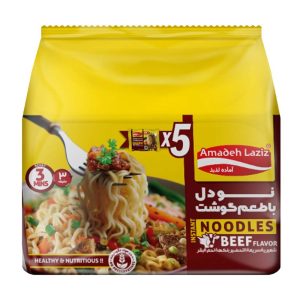 نودل گوشت آماده لذیذ 375 گرمی بسته 5 عددی