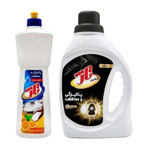 پک مایع لباسشویی مشکی و مایع ظرفشویی تاژ