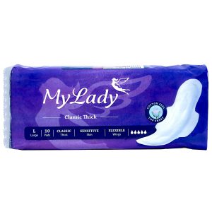 نوار بهداشتی بالدار مای لیدی مدل Classic purple سایز بزرگ بسته 4 عددی