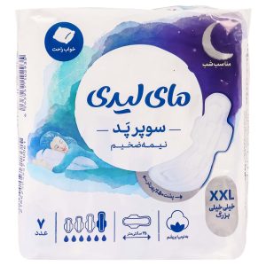 نوار بهداشتی شب مای لیدی مدل Super نیمه ضخیم سایز خیلی خیلی بزرگ بسته 7 عددی
