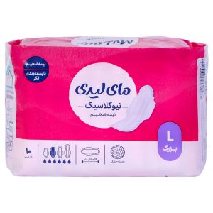 نوار بهداشتی مای لیدی مدل New Classic نیمه ضخیم سایز بزرگ بسته 10 عددی