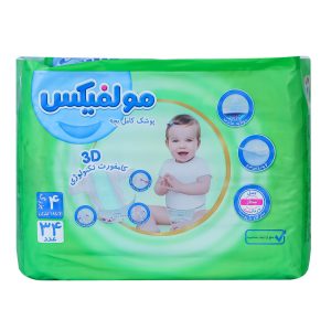 پوشک کودک چسبی مولفیکس مدل اقتصادی سه بعدی سایز 4 بسته 34 عددی