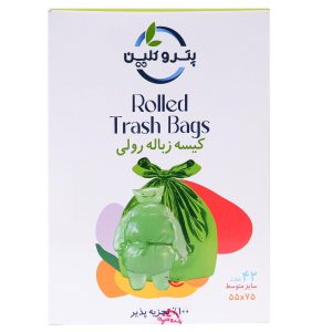 کیسه زباله رولی پتروکلین تجزیه پذیر سایز 55 در 80 سانتی متر بسته 42 عددی